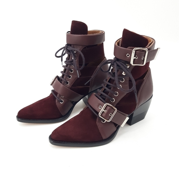 Chloe | Rylee Suede Ankle Boots in Deep Purple - Picture 11 of 11